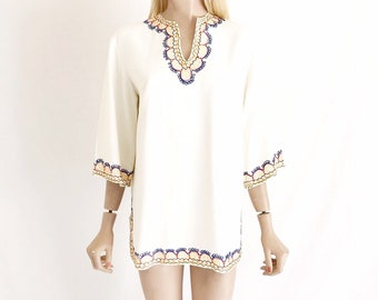 Vintage 70's Embroidered Tunic Top