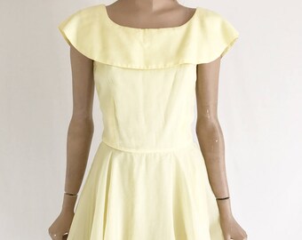 Vintage 50's Yellow Sheer Cotton Dress. Size X Small
