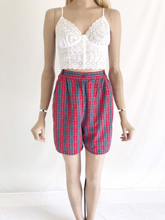 Vintage 60's Plaid Cotton Shorts. Women's Medium - image 6