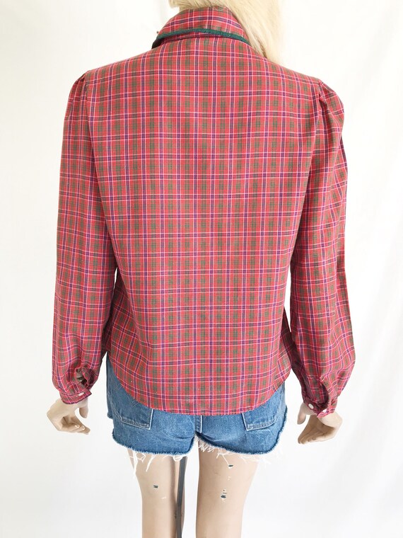 Vintage 70's/80's Plaid Cotton Blouse. Size Small - image 6