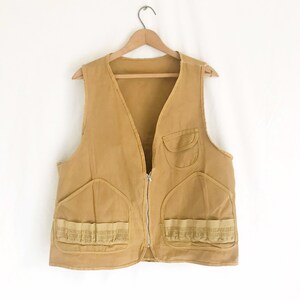 60s 70s Vintage 100% Cotton Hunting Vest Zipper Fly Size