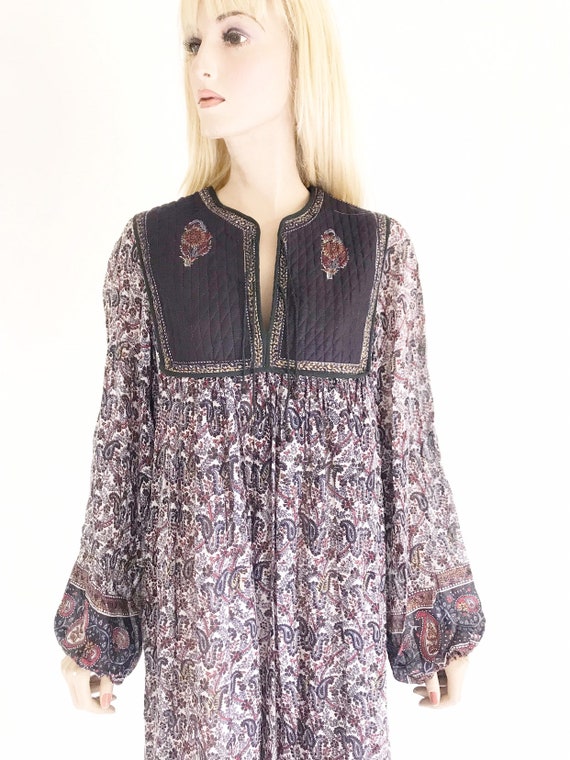 Vintage 70's India Gauze Cotton Hippie Boho Dress