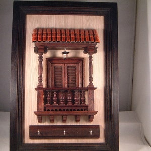 Spanish Colonial Home Wooden Wall Hanging Art, Key Holder, Home Decor, Spanish Architecture, Individually Hand Made
