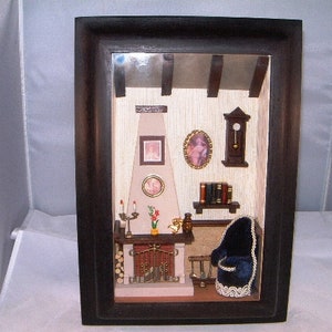 Fireplace Wooden Shadow Box, Detailed Wood Art, Hand Made, Home Decor image 1