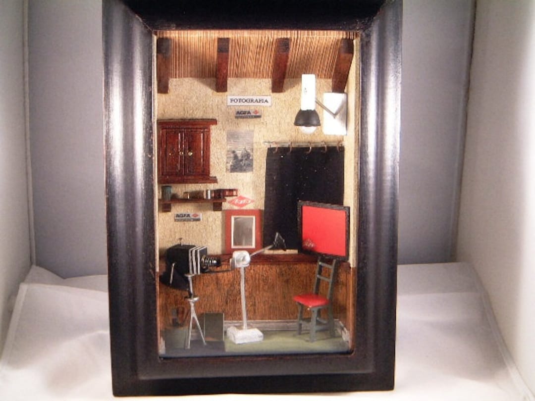 Photographer Studio Shadow Box, Detailed Wood Art, Hand Made, Home ...