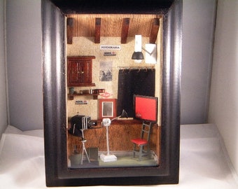 Photographer Studio Shadow Box, Detailed Wood Art, Hand Made, Home Decor