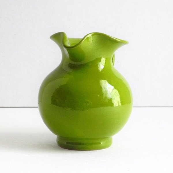 Vintage Green Pottery Pitcher