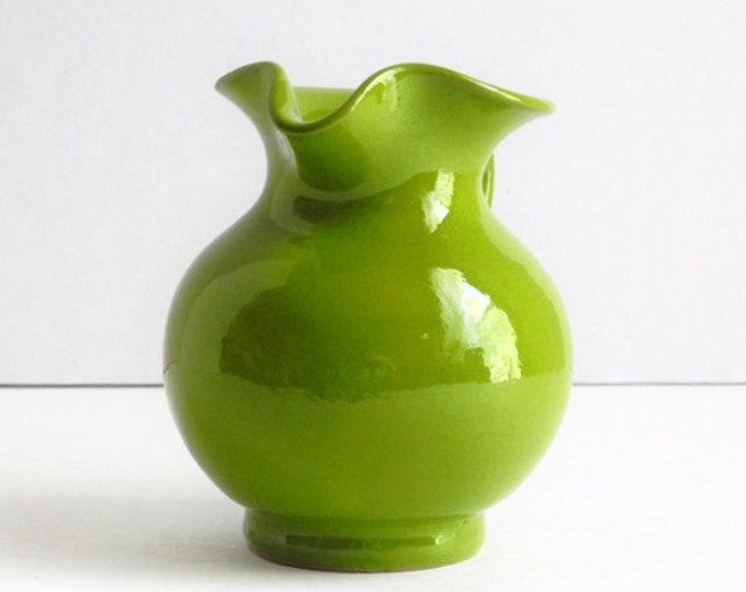 Vintage Green Pottery Pitcher Etsy