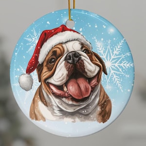 Cute Bulldog Ornament, Bulldog Gift, Bulldog Decoration, Cute Animal Ornament, Animated Ornament, Winter Wonderland Decoration