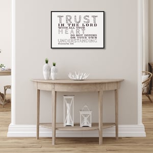 Trust in the Lord | Proverbs 3:5 | Bible Verse Wall Art | Scripture Wall Art | Christian Wall Art | Christian Home Decor