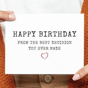 Funny Birthday Card, Cheeky Husband Note | Linen Finish | A2 Landscape With Brown Kraft Envelope