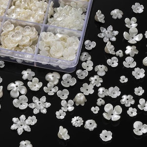 Pearl Flower Beads: 50pcs ABS Plastic Floral Spacers for DIY Jewelry