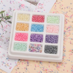2mm Glass Seed Beads, 1000pcs Colorful Spacer Beads, Loose Round Beads for DIY Jewelry Making