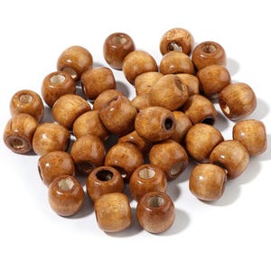 Natural Round Wooden Beads – Large Hole Wood Spacer Beads for DIY Jewelry, Bracelets, Necklaces & Hair Accessories