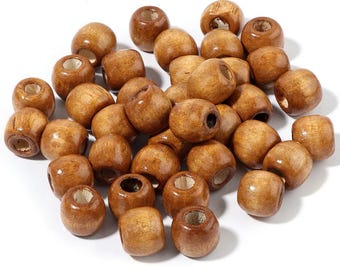 Natural Round Wood Beads Large Hole, Unfinished Wooden Spacer Beads for DIY Jewelry, Macrame Craft Beads, Bracelet Necklace Making