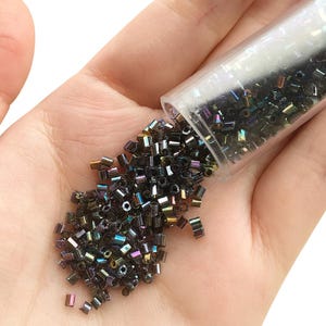 AB Color Glass Seed Beads 2mm, Tube Shape Beads for Jewelry Making, 1100pcs Loose Spacer Beads, DIY Bracelet Necklace Supplies
