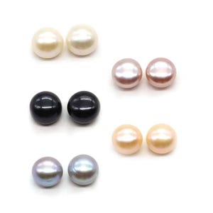 Par de perlas de agua dulce: Perlas semiperforadas en forma de pan, brillo AA+ (2-10,5 mm, 2 piezas)