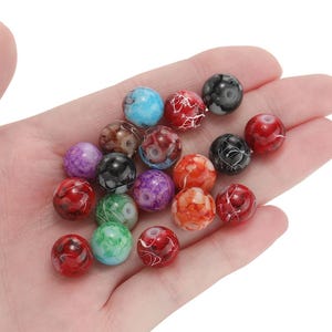 4/6/8/10mm Colorful Pattern Glass Beads, Round Spacer Beads, 20–100pcs, DIY Bracelet Necklace Jewelry Making Supplies