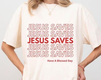 Jesus Saves Comfort Colors Tee, Christian Unisex T-Shirt