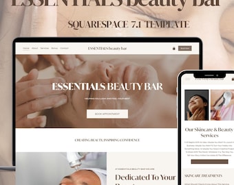 Beauty Squarespace Website Template, Esthetician Services Website, Skincare Website, Lash Tech Website, Acuity Scheduling