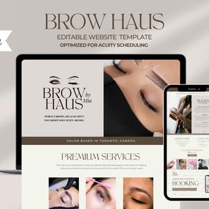 Brow Tech Website Template: Acuity Scheduling, Canva Editable