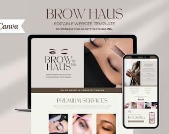 Brow Tech Canva Website, Acuity Scheduling Brow Tech Template, Canva Editable Template, Minimalistic Booking Site | Esthetician | Lash Tech
