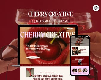 Plantilla de sitio web Squarespace 7.1: Diseño audaz para agencias de marketing y creatividad, plantilla en color rojo cereza