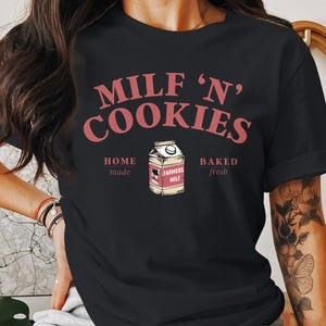 Funny MILF N Cookies Sweatshirt, Farmers MILF Milk Jug Graphic, Cute Homemade Baked Fresh Pun Hoodie, Cozy Humorous Sweater