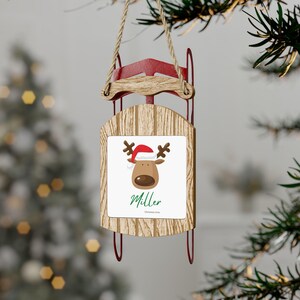 Sled Ornaments, Personalized Reindeer Christmas Ornament, Custom Family Christmas Ornament, Personalized Ornament, Christmas Custom Gift