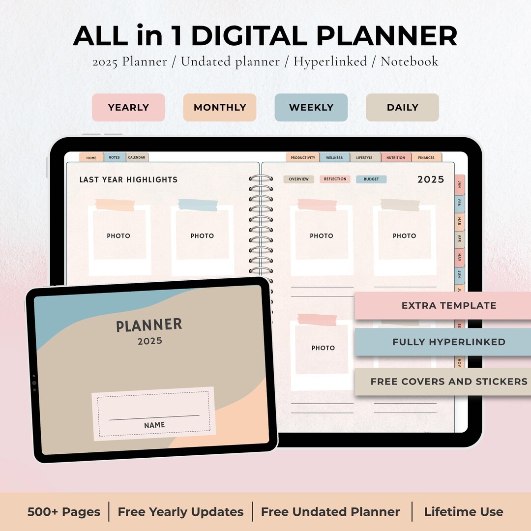 2025 2026 Digital Planner: Minimalist Goodnotes & Notability Planner ...