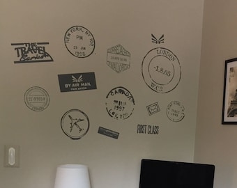 Passport Stamps Vinyl Decal: Travel Wall Decor