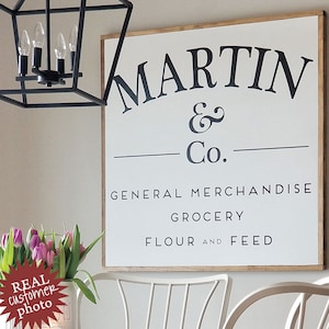 General Merchandise Vintage Style Decor, Customized Family Name Decal, Wall Quotes Vinyl Decal, Vintage Grocery Sign