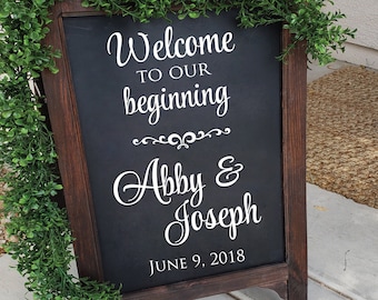 Custom Wedding Decal, Customized Welcome to Our Beginning Decal, Wall Quotes Vinyl Decal, Wedding Date, Wedding Sign