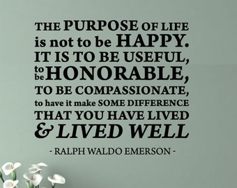 Wall Quote Decal Live and Lived Well Ralph Waldo Emerson Author Book Quote Inspirational Motivational Wall Art Vinyl Wall Decal