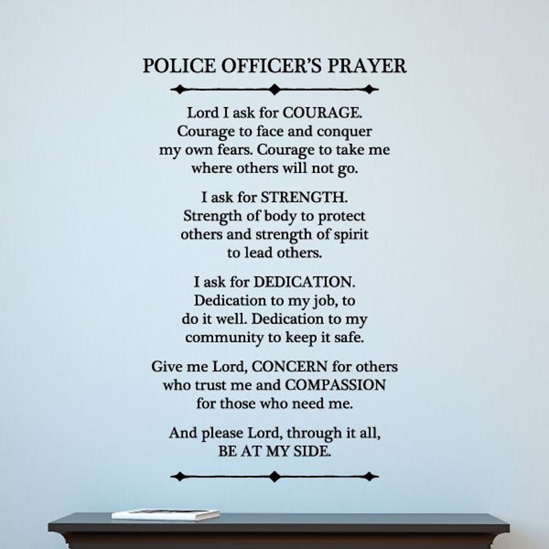 Police Officer Prayer Wall Quote Decal Inspirational Motivational Wall