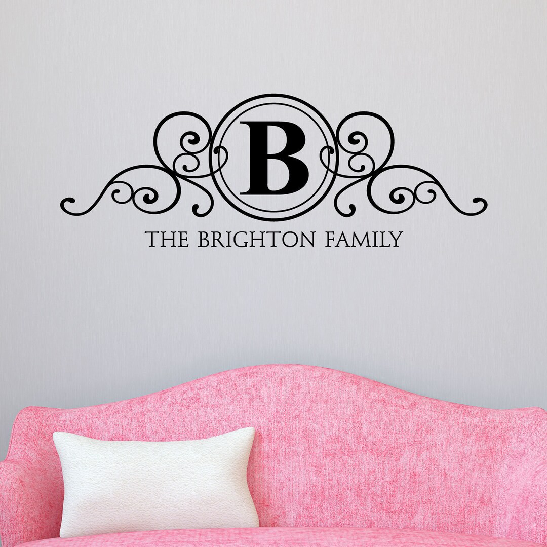 Custom Family Name, Wall Quotes Vinyl  Decal, Personalized Family Monogram, Family Name Decor, Wedding Gift