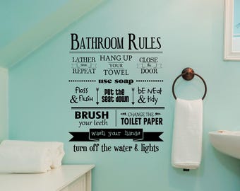 Bathroom Rules Wall Decal: Whimsical Typography Vinyl Art