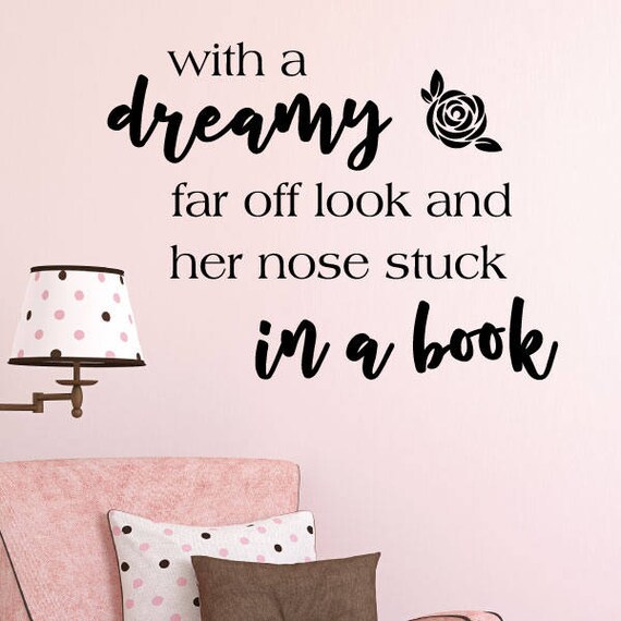 Wall Quote Decal Nose Stuck In A Book Beauty And The Beast Etsy