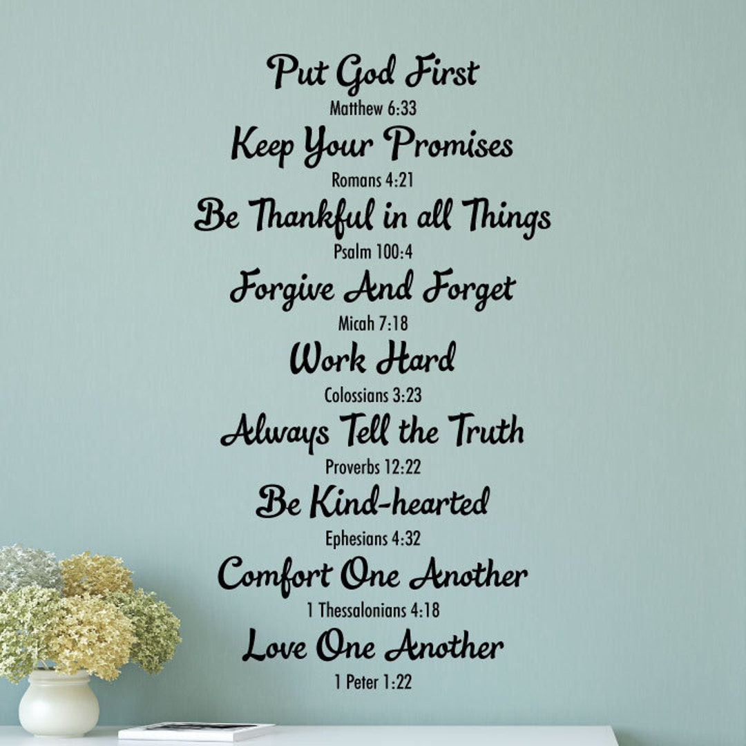 Christian Family House Rules, Religious House Rules, Bible Verse Vinyl