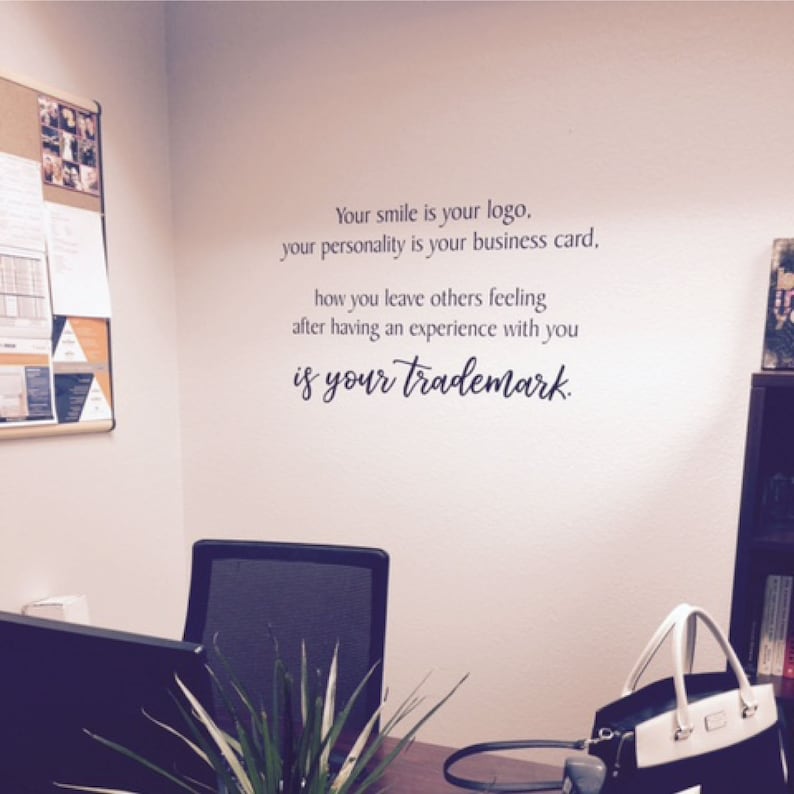 Your Smile Is Your Logo Quote Your Smile Is Your Logo Wall Quotes Vinyl Decal Office Wall | Etsy