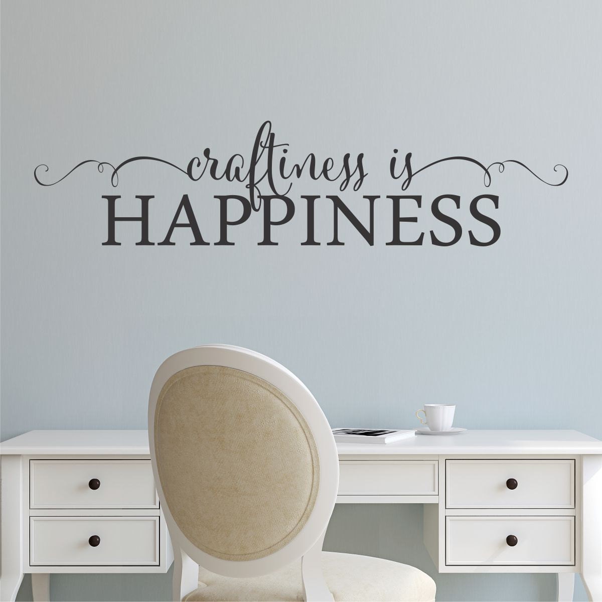 Wall Quote Decal Craftiness is Happiness Craft Room Creative | Etsy