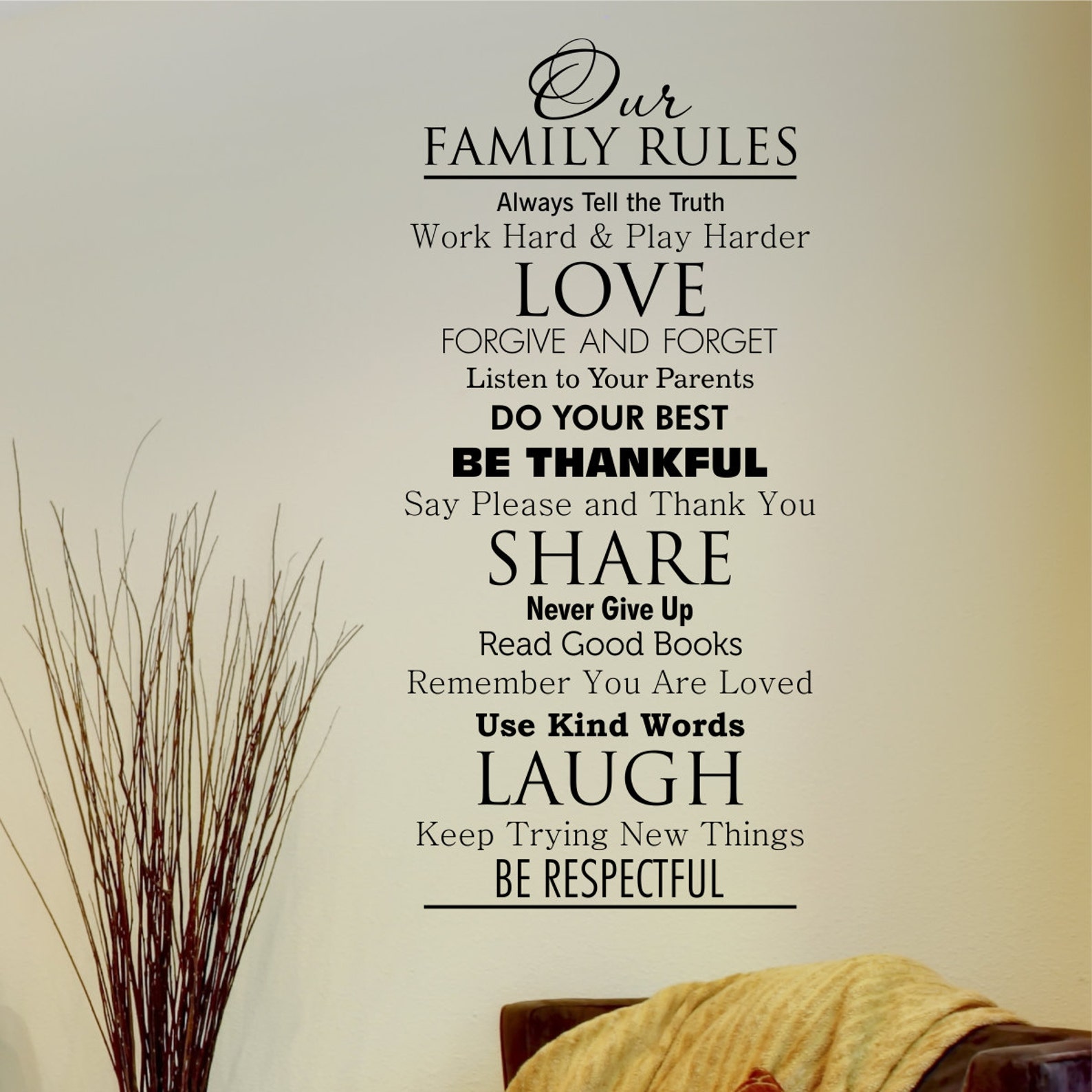 Wall Quote Decal Our Family House Rules Home Love Do Your Best Etsy