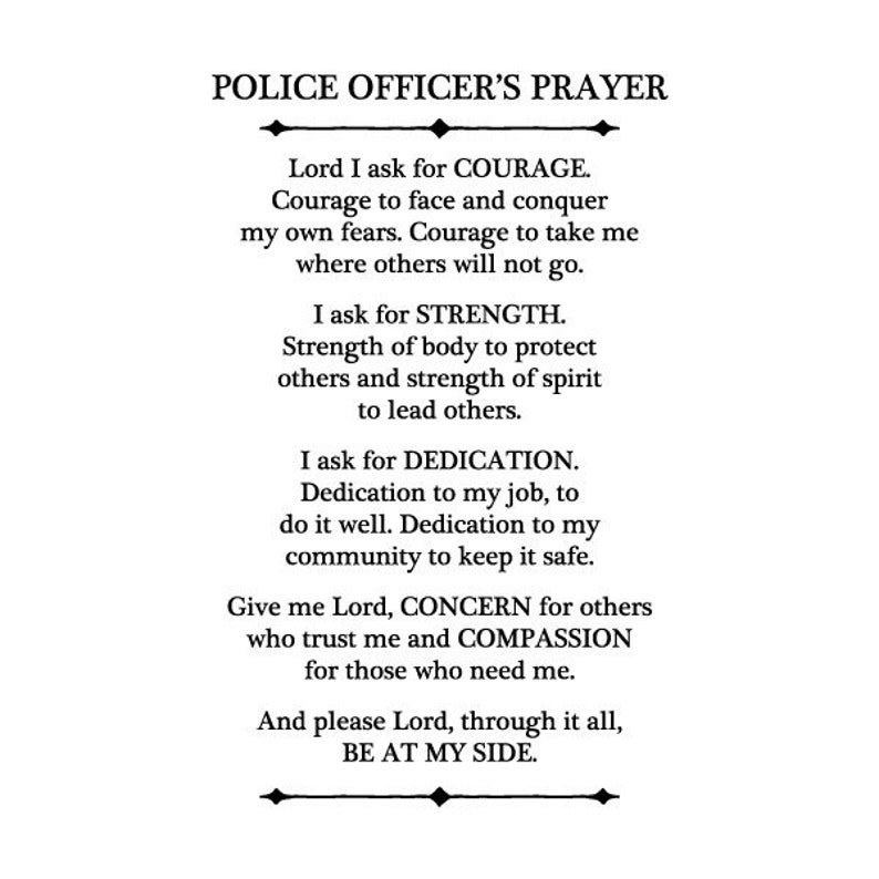 Police Officer Prayer Wall Quote Decal Inspirational - Etsy