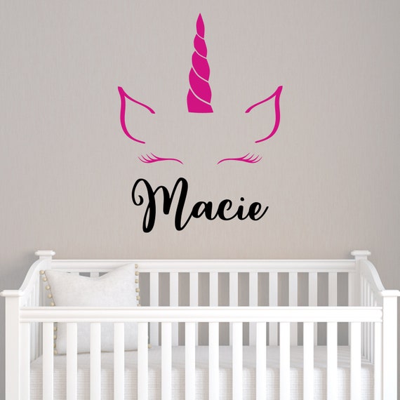 Nursery Wall Art Wall Quotes Vinyl Decal Girls Room Name Decor Baby Girl Nursery Kids Room Wall Decor Unicorn With Horn
