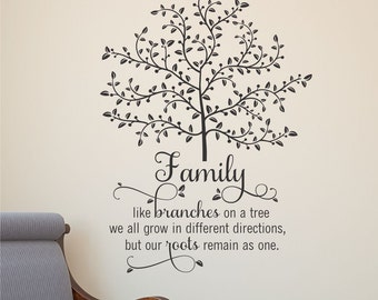 Family Tree, Wall Quotes Vinyl Decal, Large Family Tree, Family Wall Decal, Family Home Decor