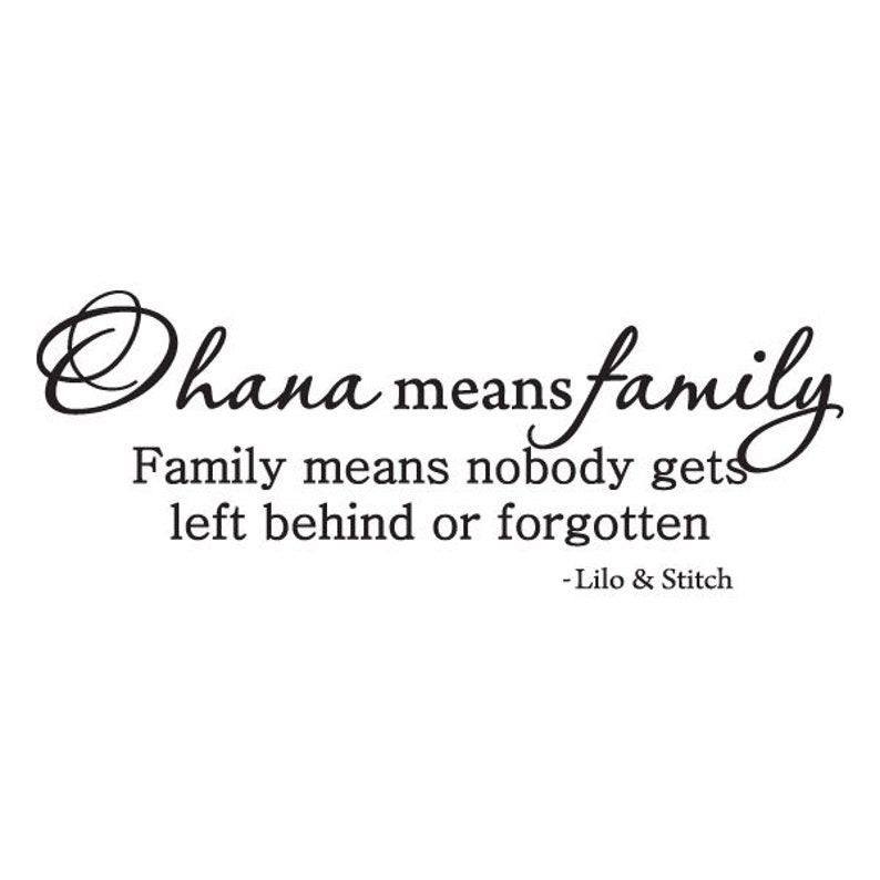 Ohana Means Family Wall Quotes Vinyl Wall Decal Lilo and