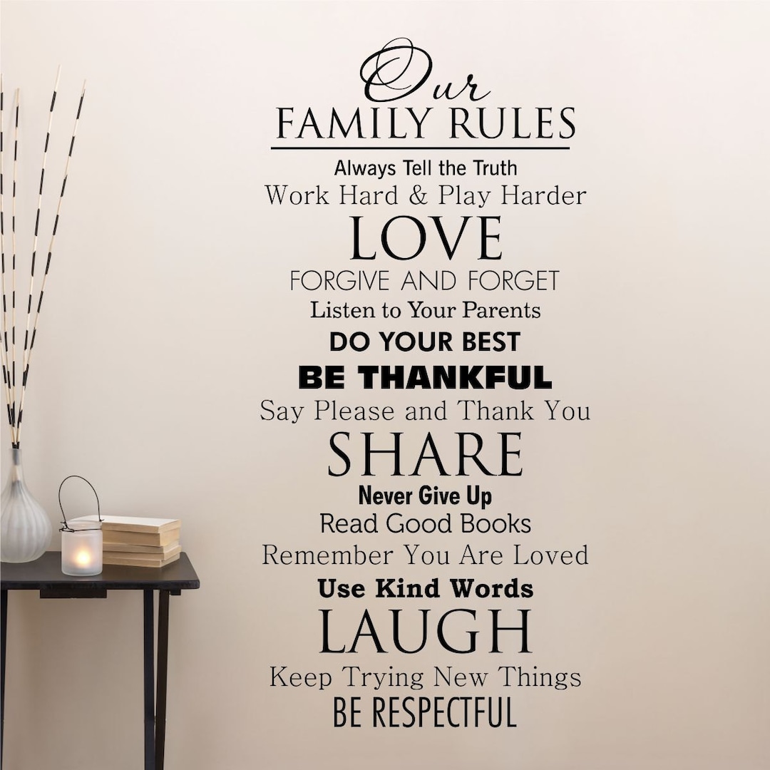 House Rules Quote Wall Decal - Large Family Art Vinyl Sticker For Home Decor, 48x26 Inches, White, Removable - View #2