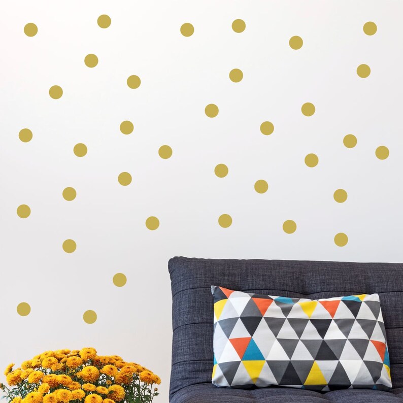 GOLD Polka Dot Vinyl Wall Decals Trendy Modern Fun Dot Wall Etsy
