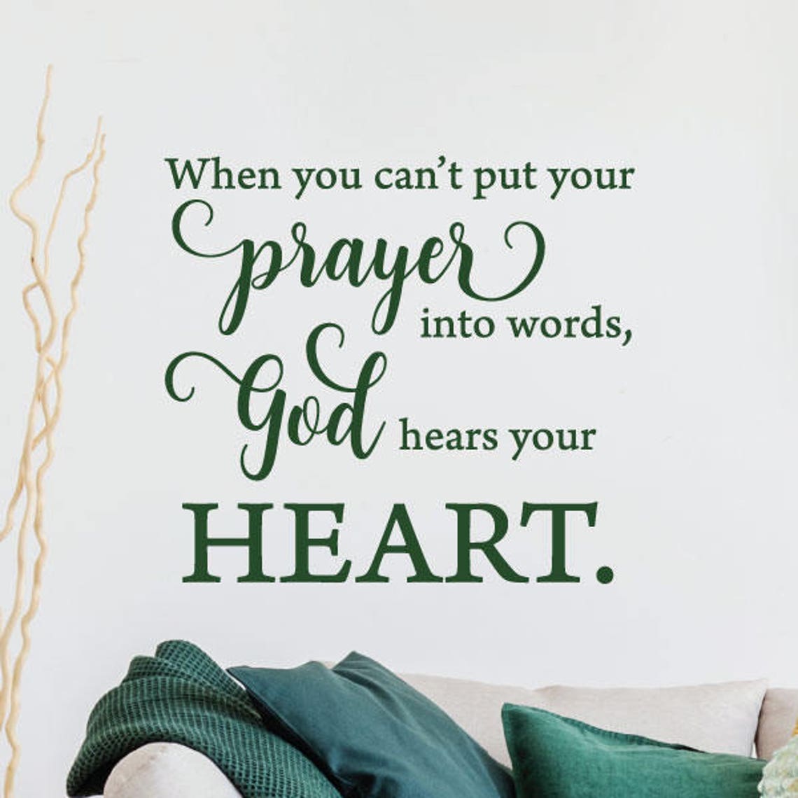 Wall Quote Decal God Hears Your Heart Religious Bible Verse image 1