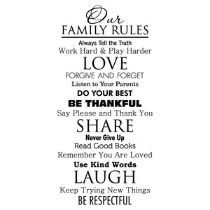 Wall Quote Decal Our Family House Rules Home Love Do Your Best Wall Art ...